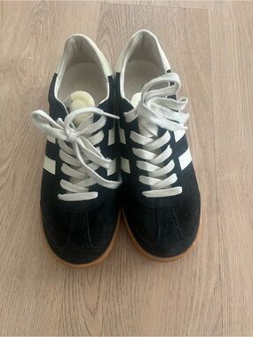 Gola Black Suede Sneakers with White Stripes